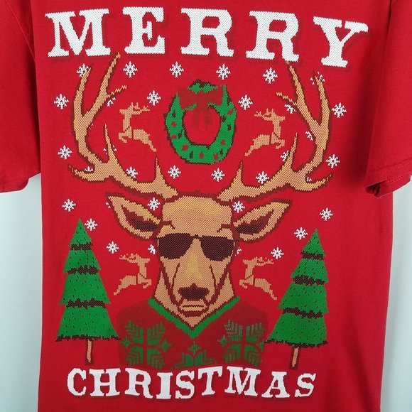 Dec. 25th tshirt Reindeer with‎ sunglasses L - Picture 2 of 5